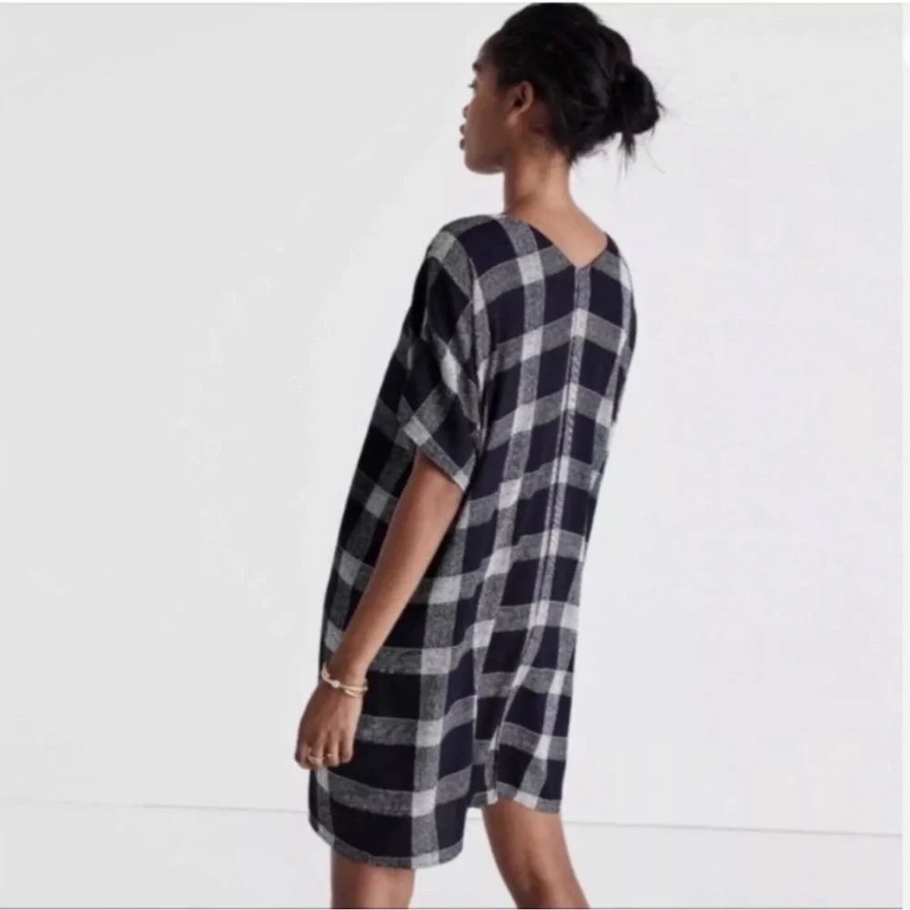 Madewell Zip Front Black Buffalo Plaid Check Sheath Dress Small - Picture 2 of 16